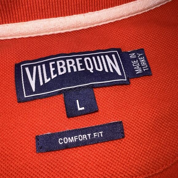 VILEBREQUIN Polo Shirt Men’s Size L Orange Short Sleeve Logo Preppy Athletic - Picture 5 of 16
